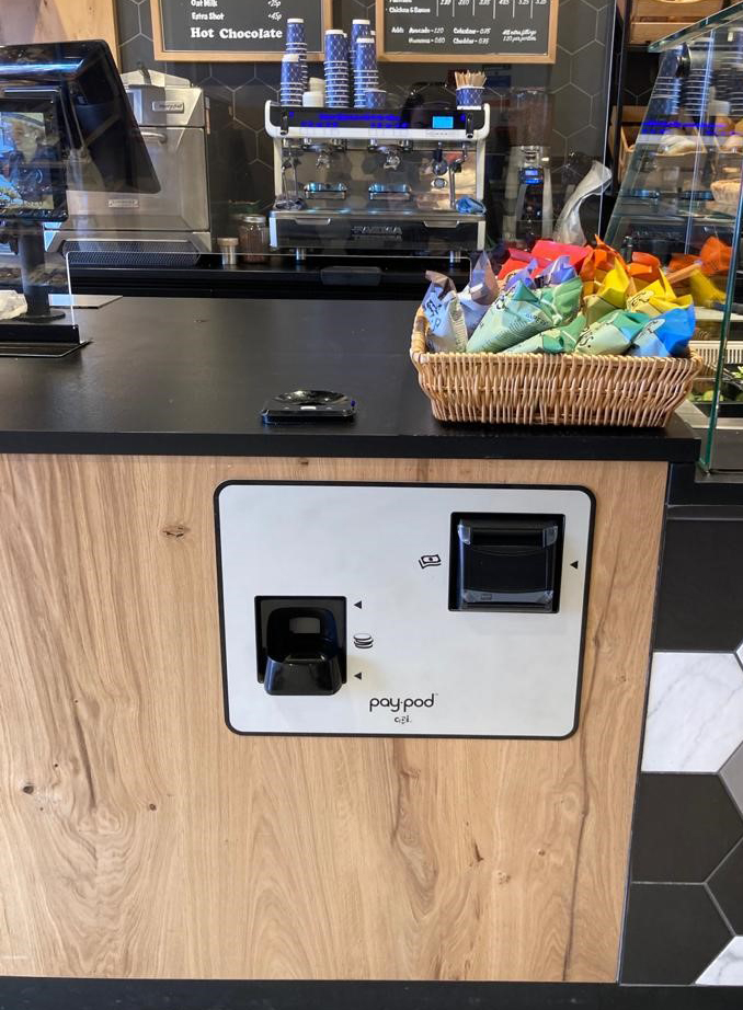 Paypod easily fits into existing counters